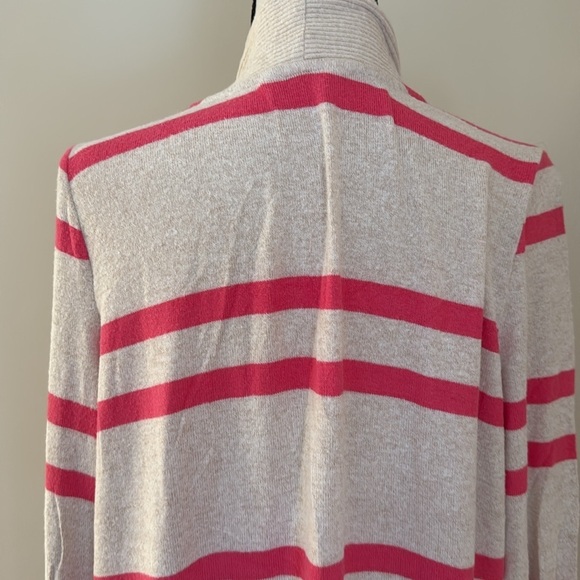 Stitch Fix Market & Spruce Long Open Cardigan Pink Stripe Lightweight Knit L - Picture 5 of 7